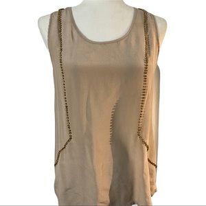 Hoss Intropia silk tank with glass rhinestone embellishments